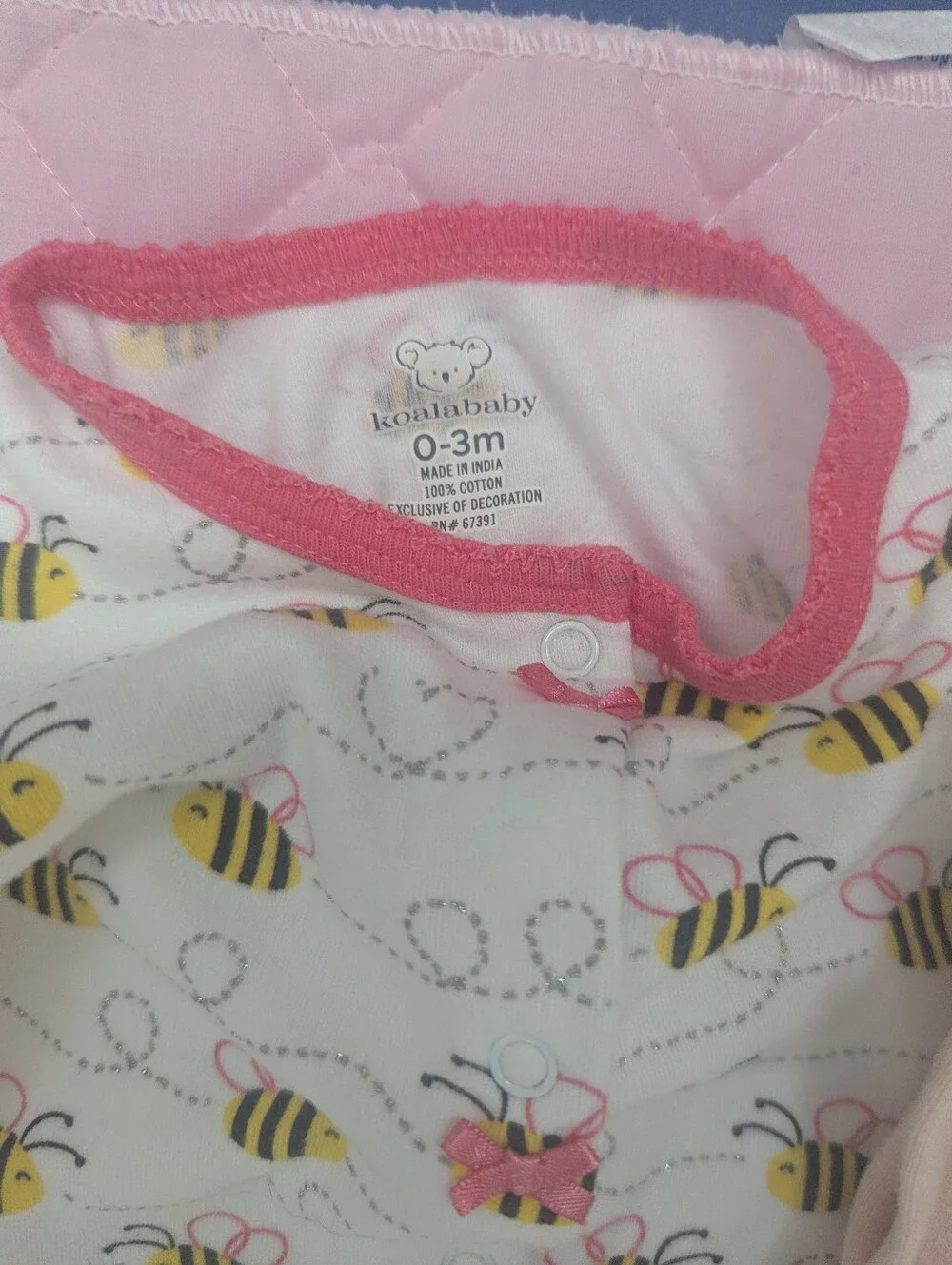 Koala Kids Pink & White Bee and Cmloud Island eather Footie Sleepers